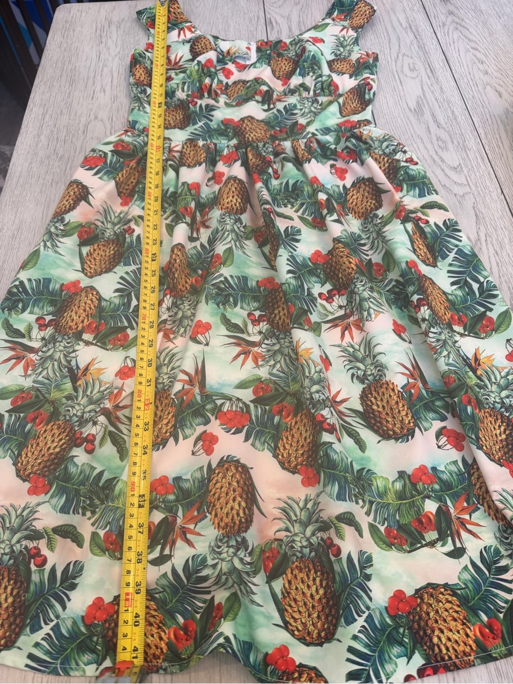 NWT Voodoo Vixen Tropical Pineapple Cherry Swing Dress - Size M - Picture 6 of 8